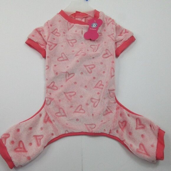 Furever Friends Dog‎ Pajamas Pink Heart Print Fleece Warm Soft Comfortable - Picture 7 of 7